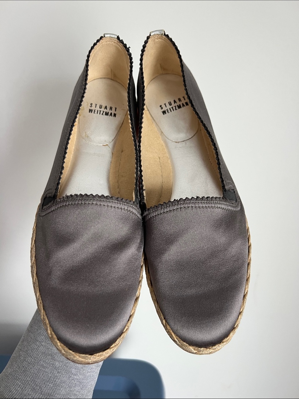 Stuart Weitzman pewter gray silver metallic espadrilles size 7 NO box summer